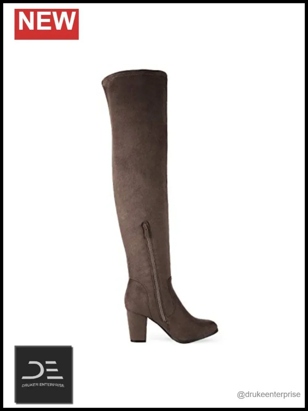 Thigh High Over the Knee Faux Fur Lined Block Heel Boots